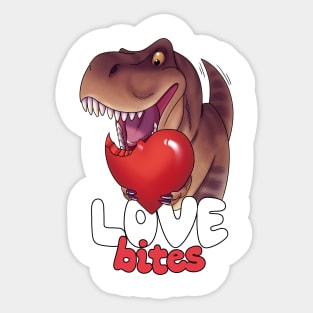 Love Bites - dinosaur valentine Sticker